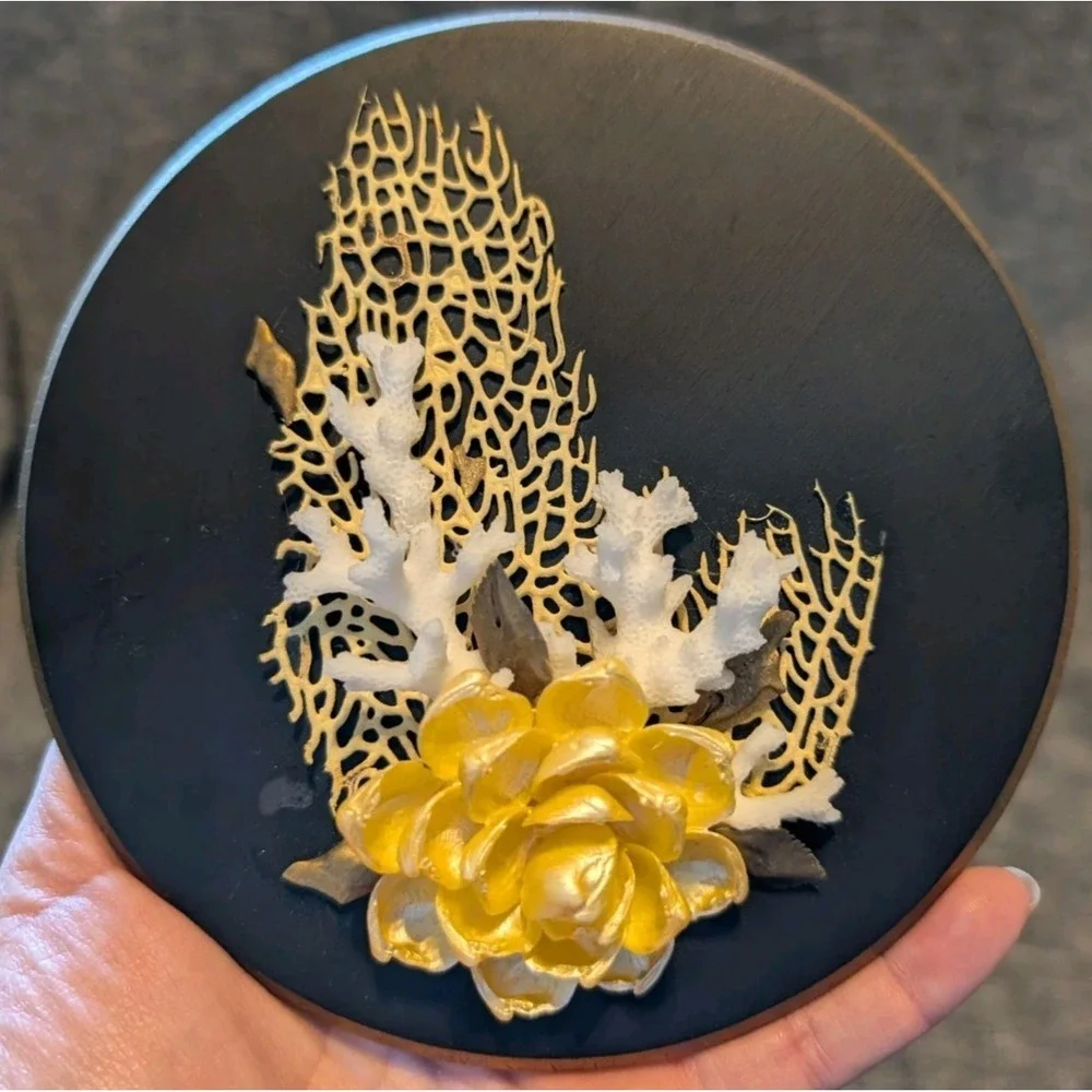 Vintage Hawaiian Seashell Art Plaque 3D Island Shell‎ Wall Decor Made in Hawaii